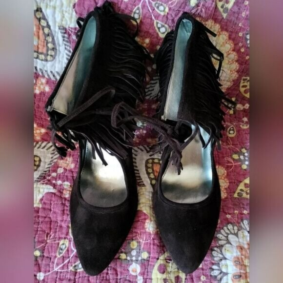 NWOT! Calvin Klein 'Pixy' Brown Suede Heels Size 7.5M - Picture 6 of 12